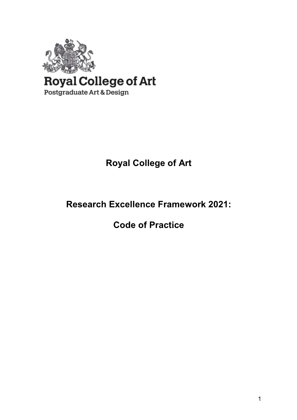 Royal College of Art Research Excellence Framework 2021: Code