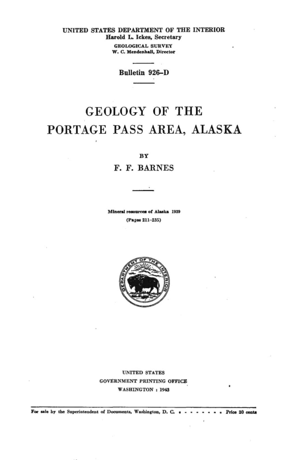 Geology of the Portage Pass Area, Alaska