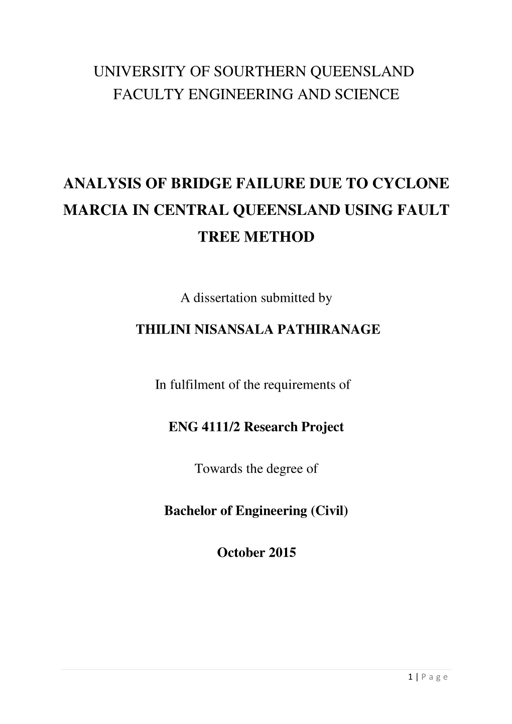 Analysis of Bridge Failure Due to Cyclone Marcia in Central Queensland Using Fault Tree Method