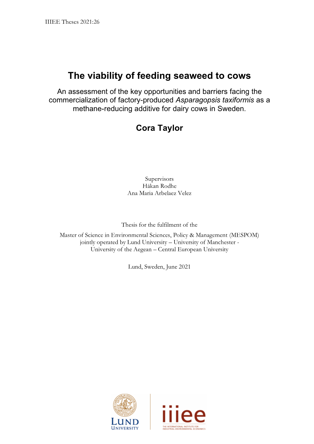 The Viability of Feeding Seaweed to Cows