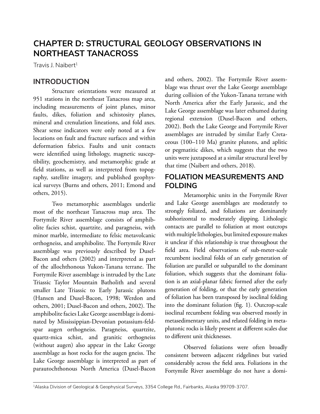 STRUCTURAL GEOLOGY OBSERVATIONS in NORTHEAST TANACROSS Travis J