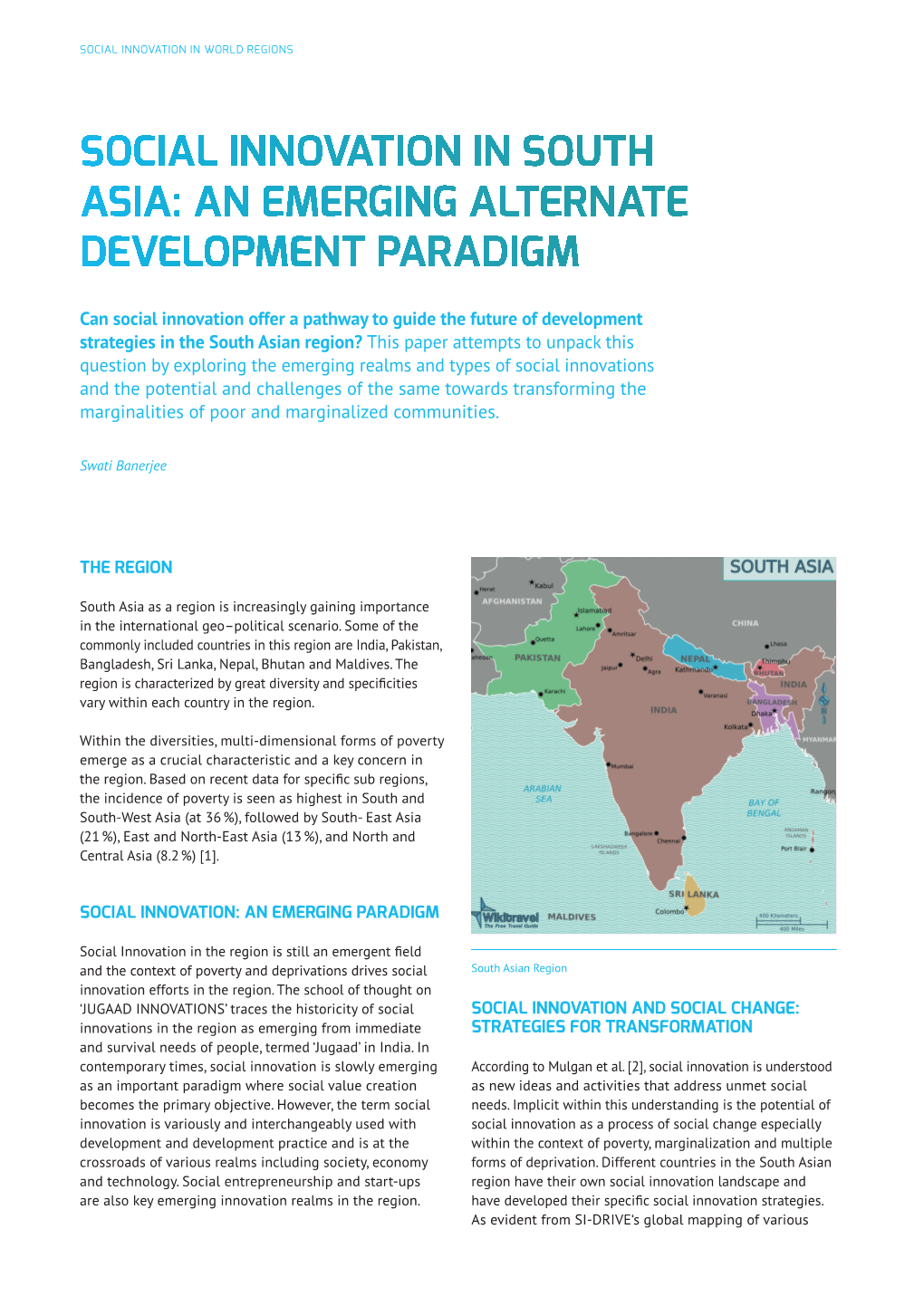 Social Innovation in South Asia: an Emerging Alternate Development Paradigm