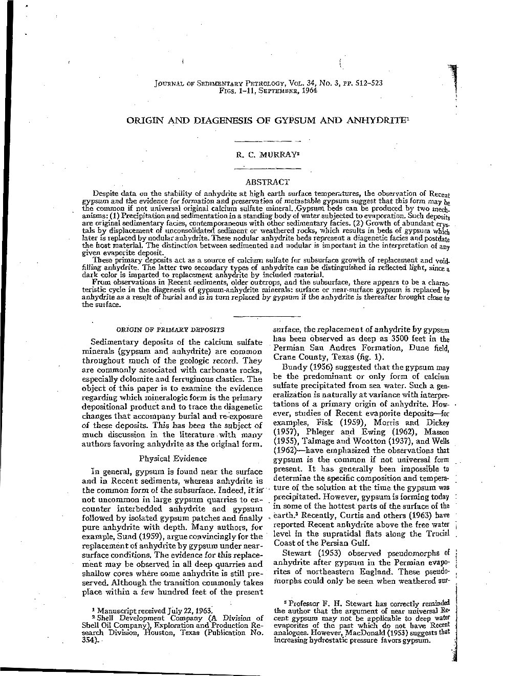 Origin and Diagenesis of Gypsum and Anhydri'j'p