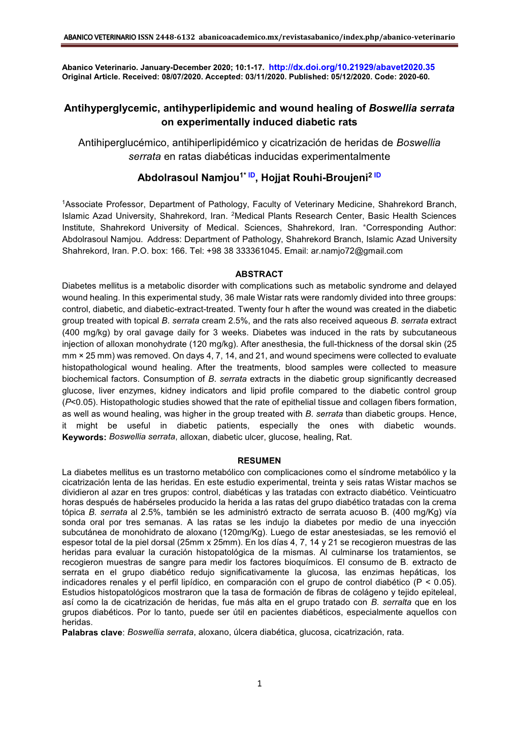 Antihyperglycemic, Antihyperlipidemic and Wound Healing of Boswellia