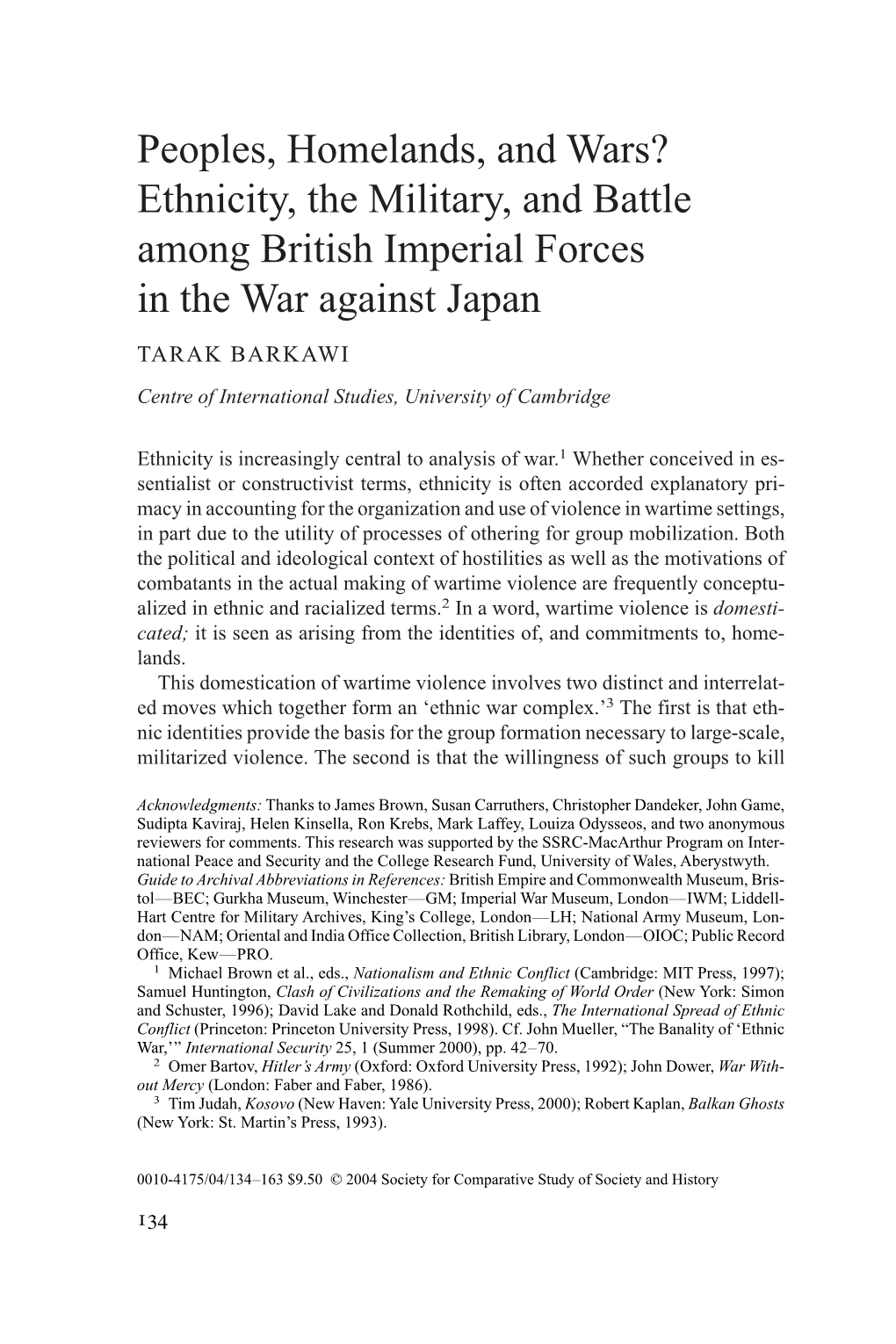 Ethnicity, the Military, and Battle Among British Imperial Forces in the War Against Japan