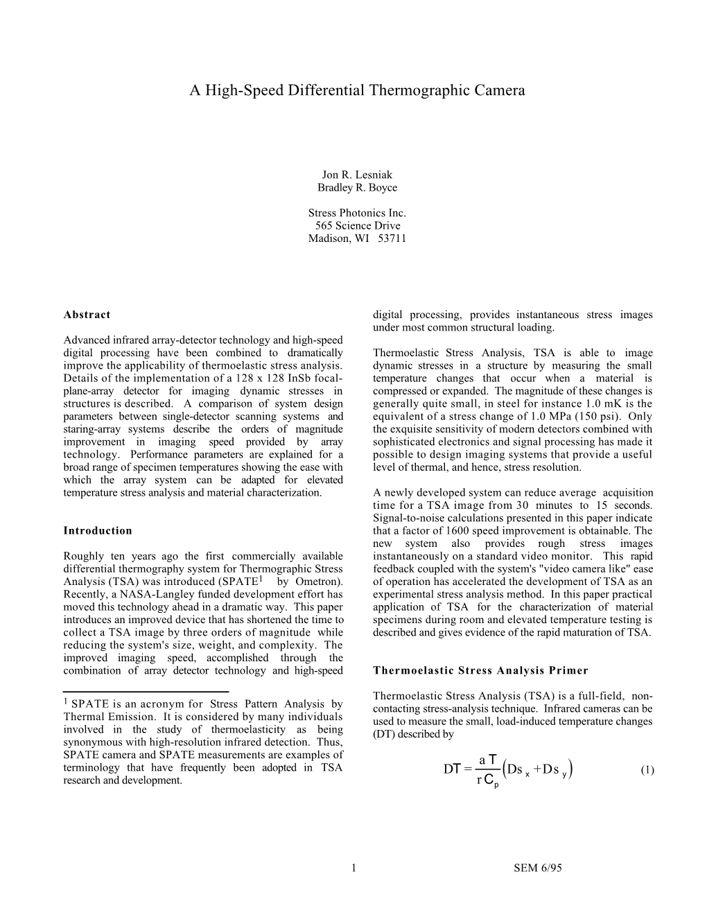 A High-Speed Differential Thermographic Camera