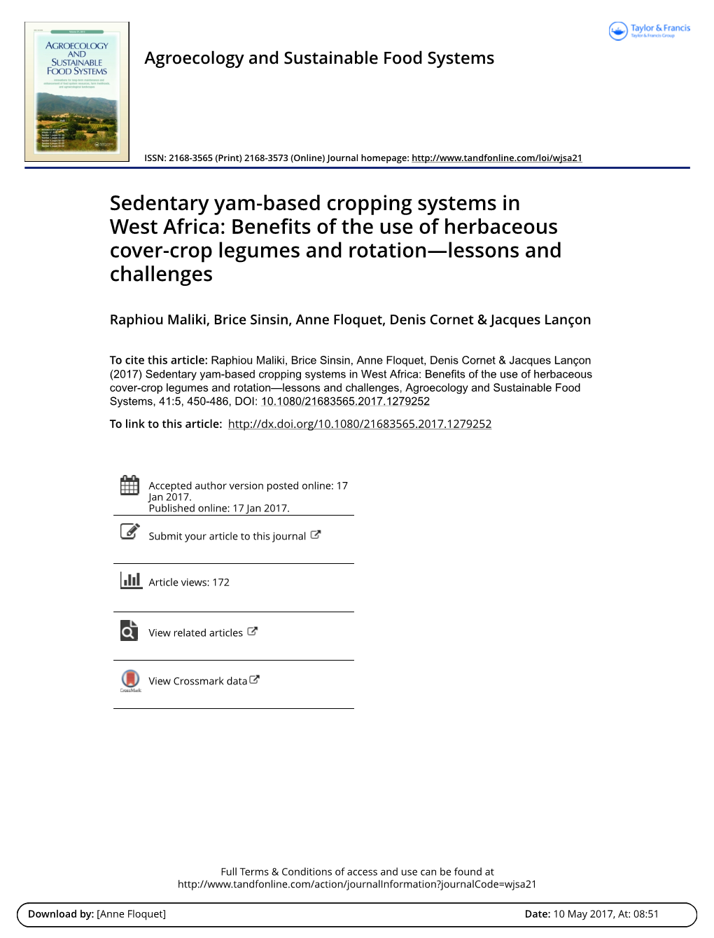 Sedentary Yam-Based Cropping Systems in West Africa: Benefits of the Use of Herbaceous Cover-Crop Legumes and Rotation—Lessons and Challenges