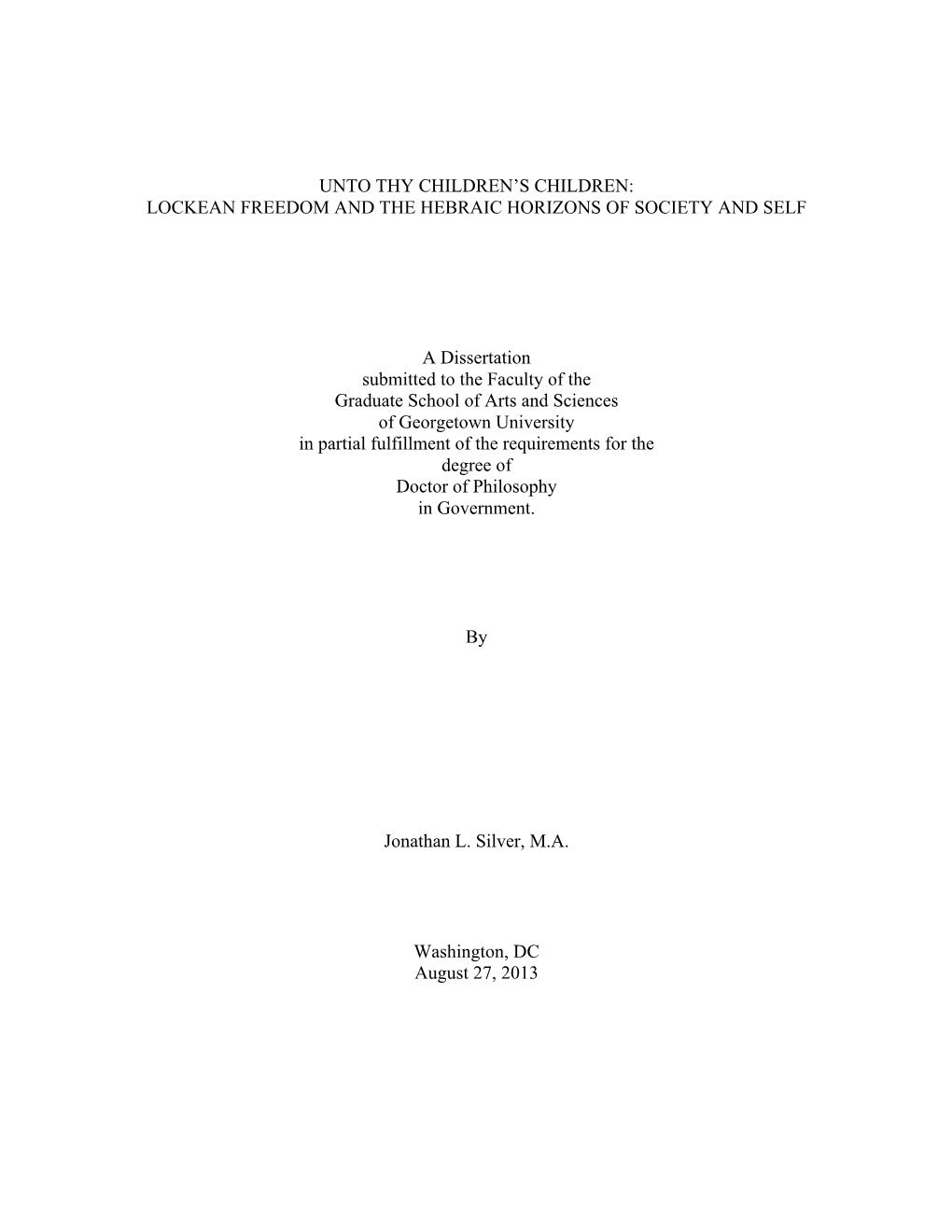 Jonathan Silver Dissertation