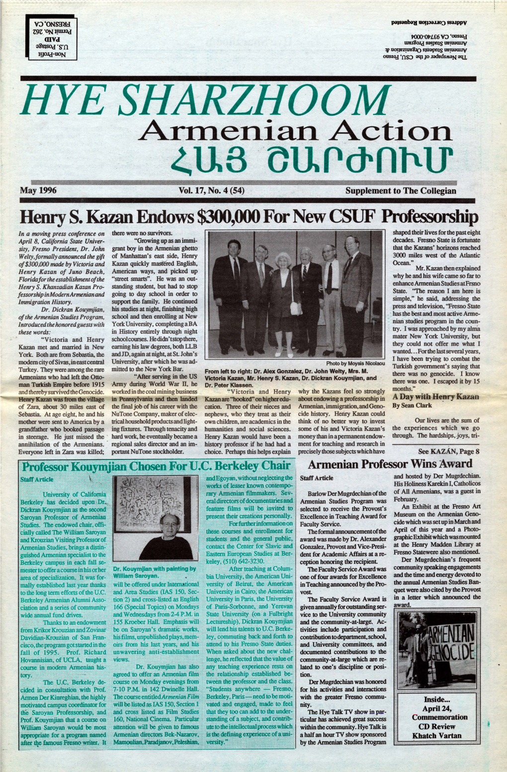 May 1996 Vo1.17, No.4 (54) Supplement to the Collegian