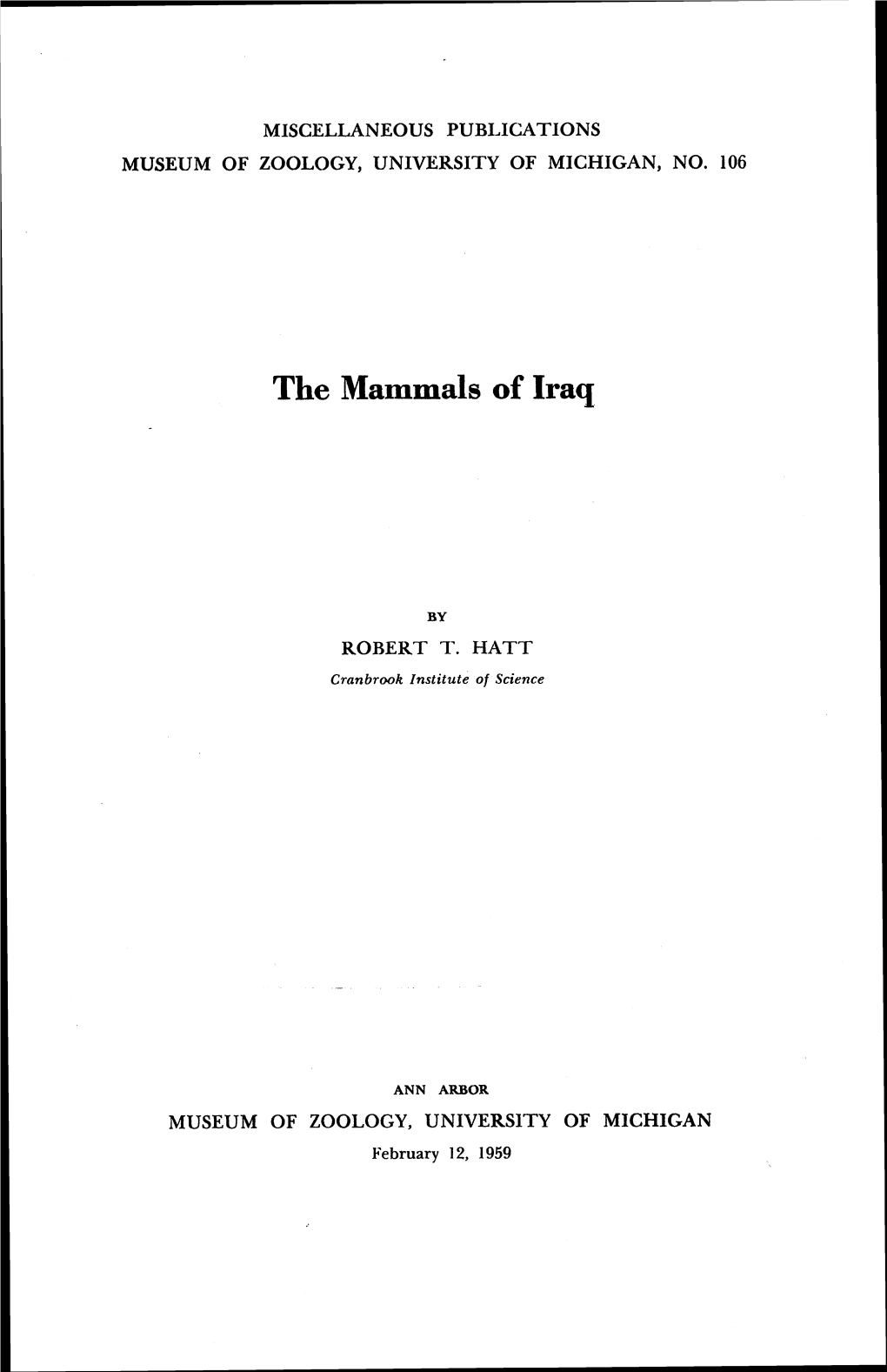 The Mammals of Iraq