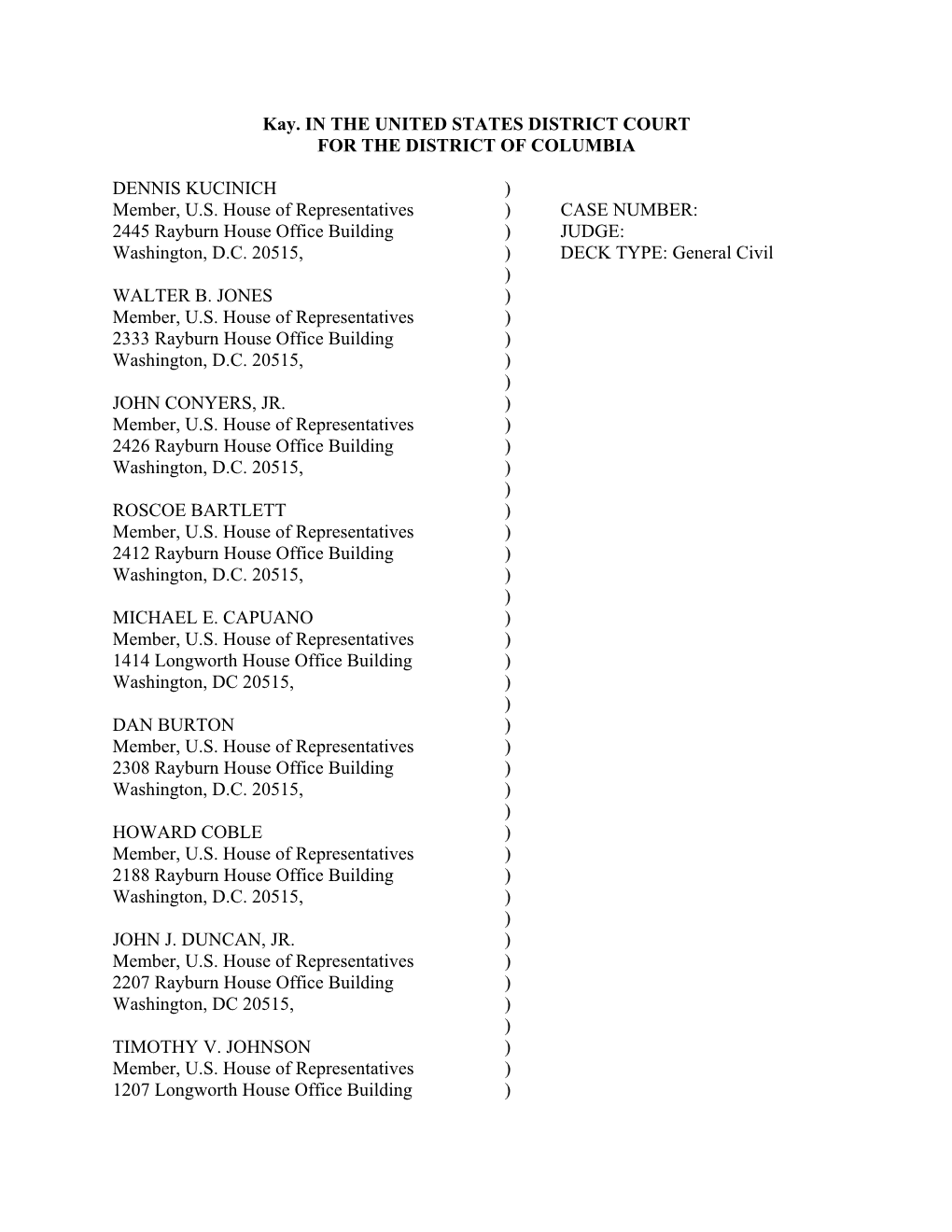 Kay. in the UNITED STATES DISTRICT COURT for the DISTRICT of COLUMBIA