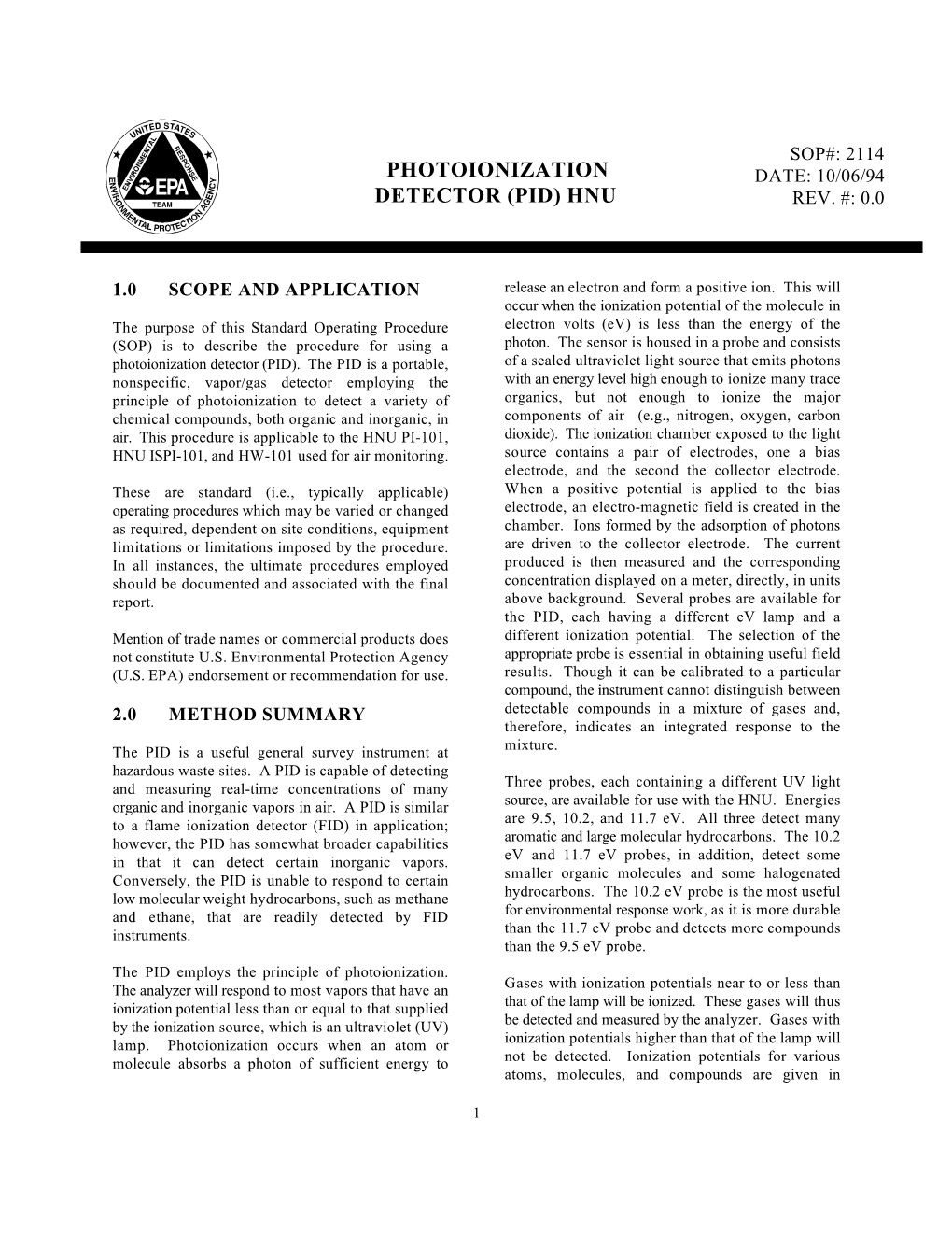 Photoionization Detector (Pid) Hnu #2114