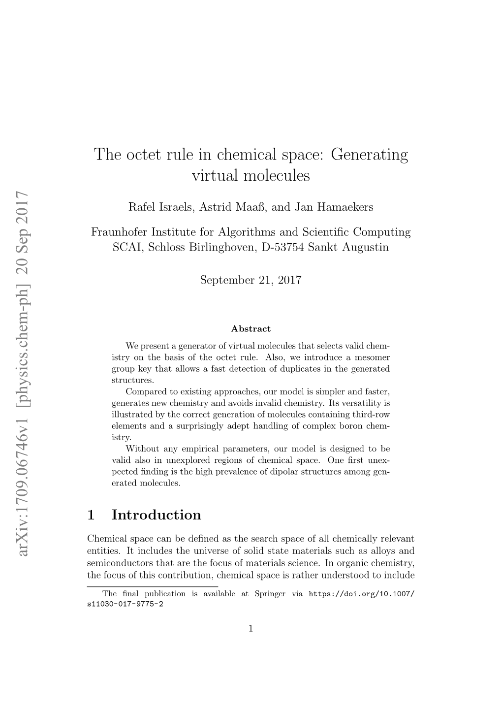 The Octet Rule in Chemical Space: Generating Virtual Molecules