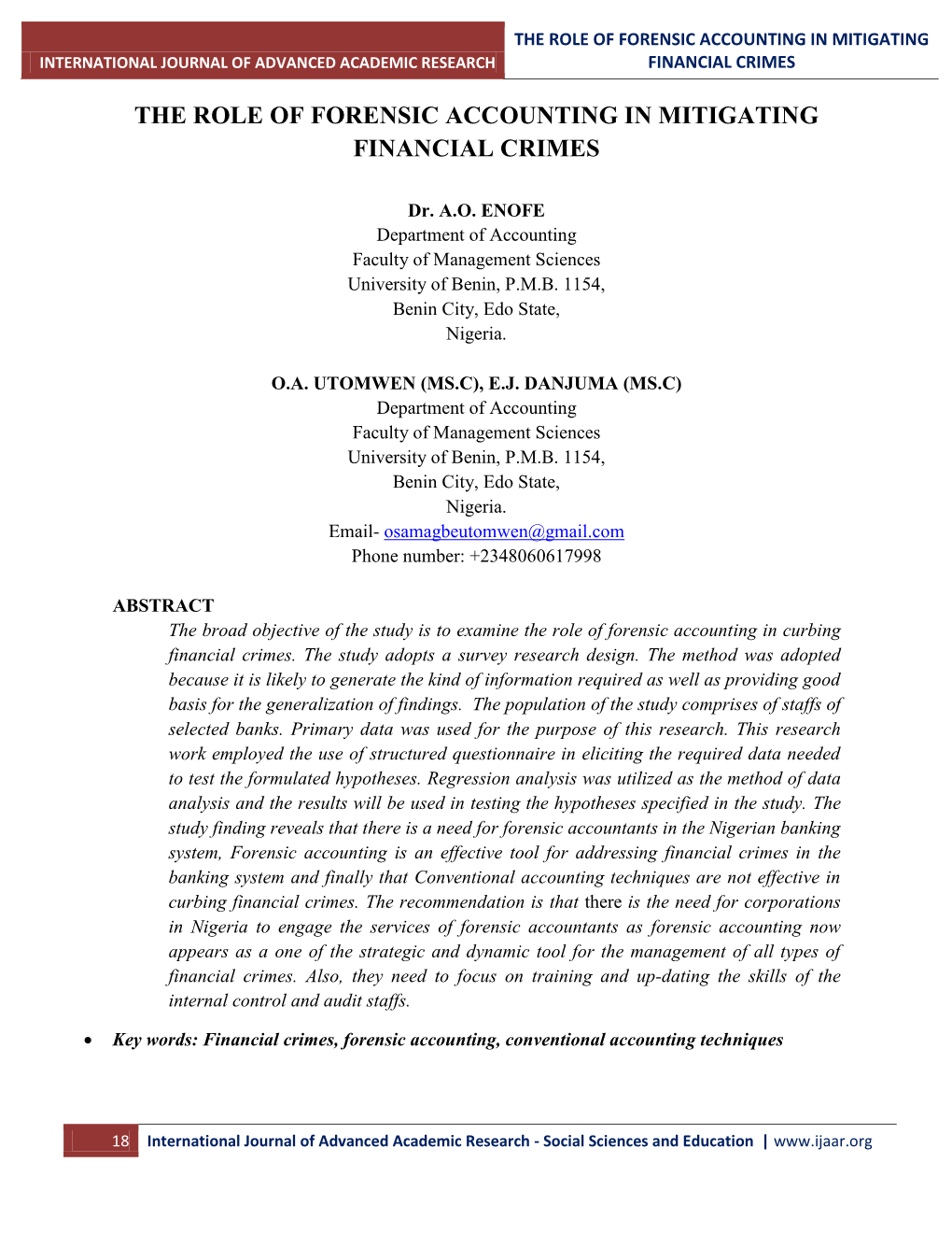 The Role of Forensic Accounting in Mitigating Financial Crimes