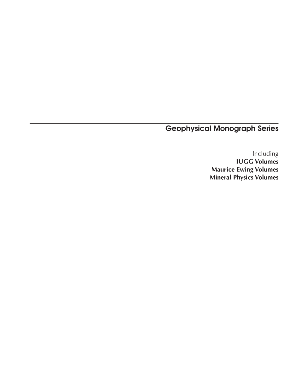 Geophysical Monograph Series