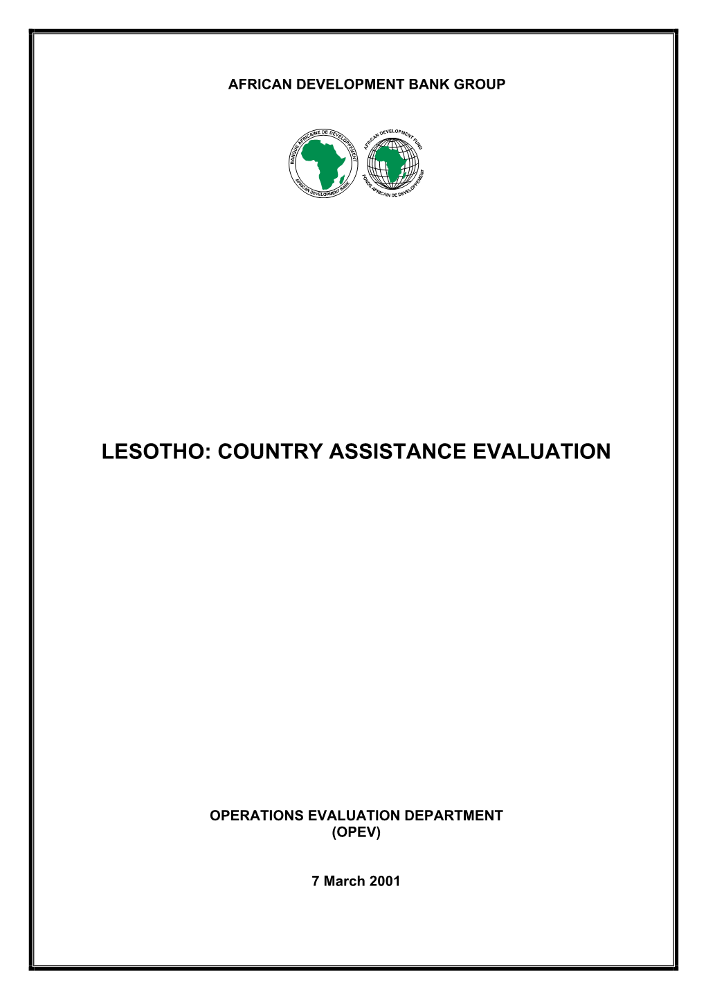 Lesotho: Country Assistance Evaluation