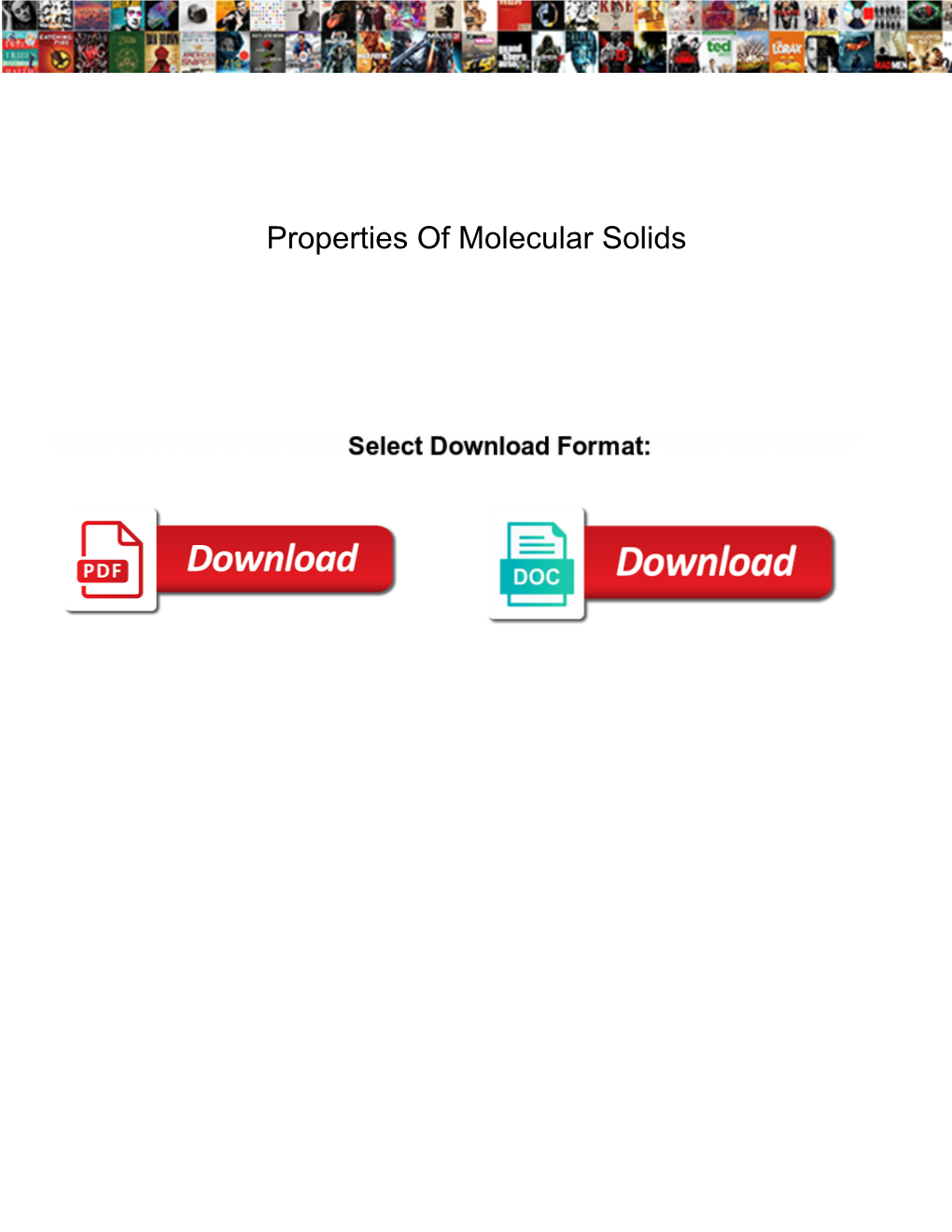 Properties of Molecular Solids