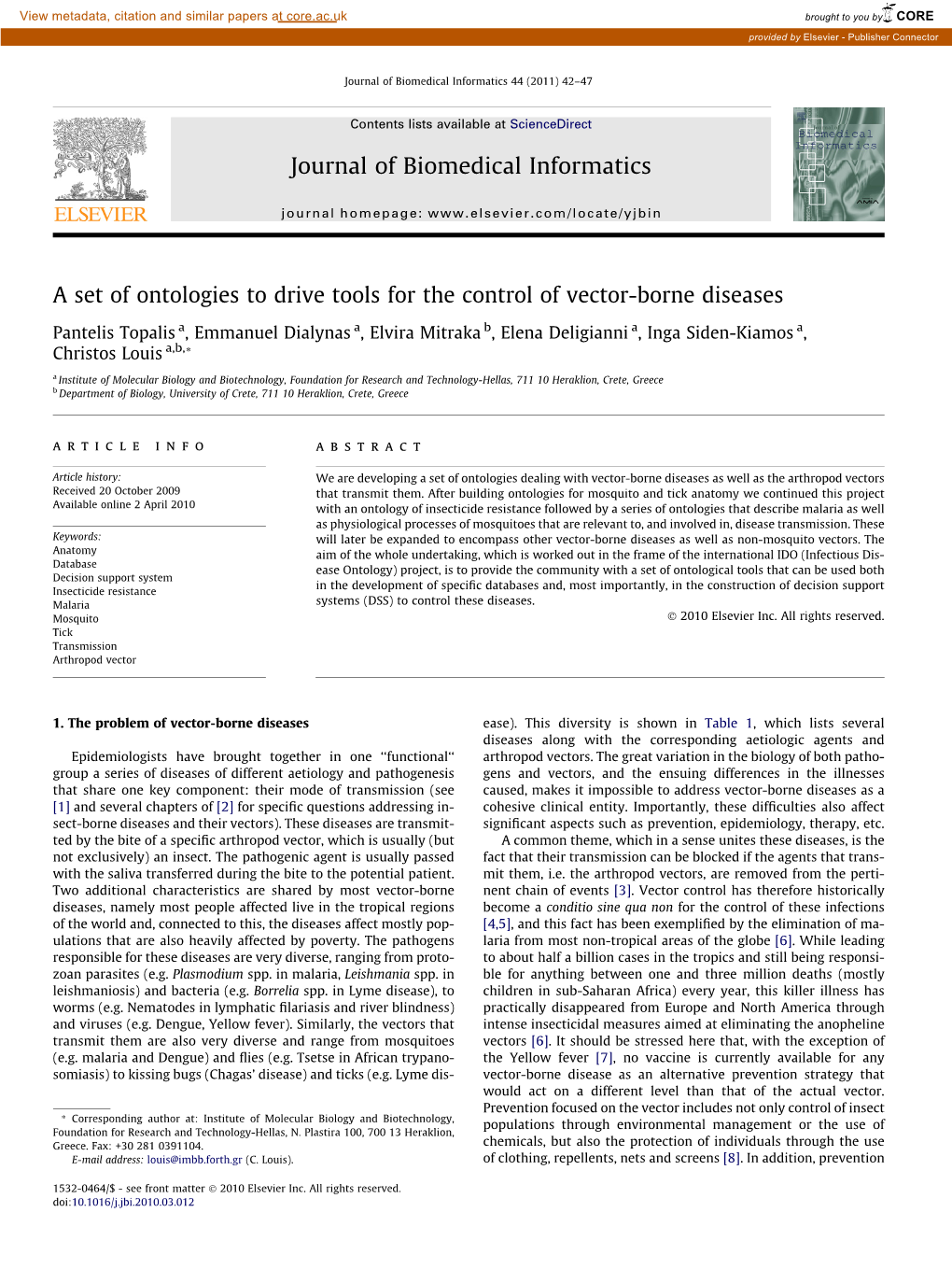 A Set of Ontologies to Drive Tools for the Control of Vector-Borne Diseases