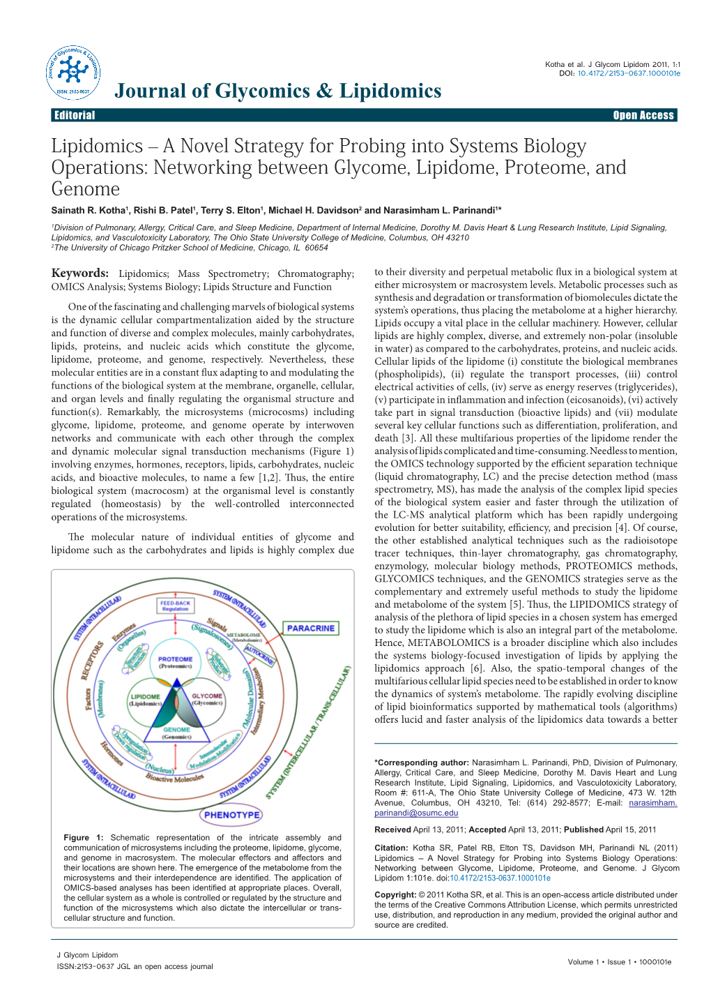 Networking Between Glycome, Lipidome, Proteome, and Genome Sainath R