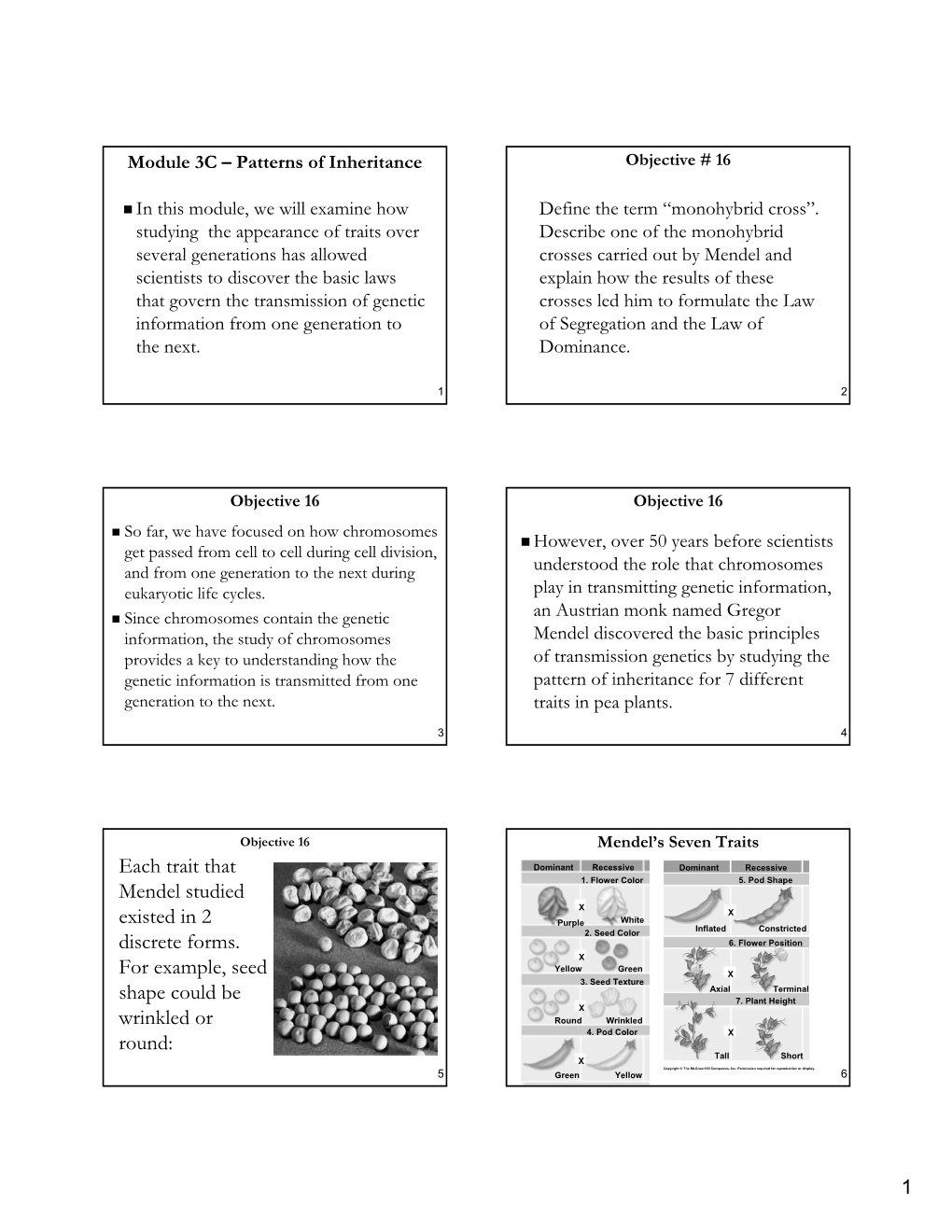 Each Trait That Mendel Studied Existed in 2 Discrete Forms. for Example