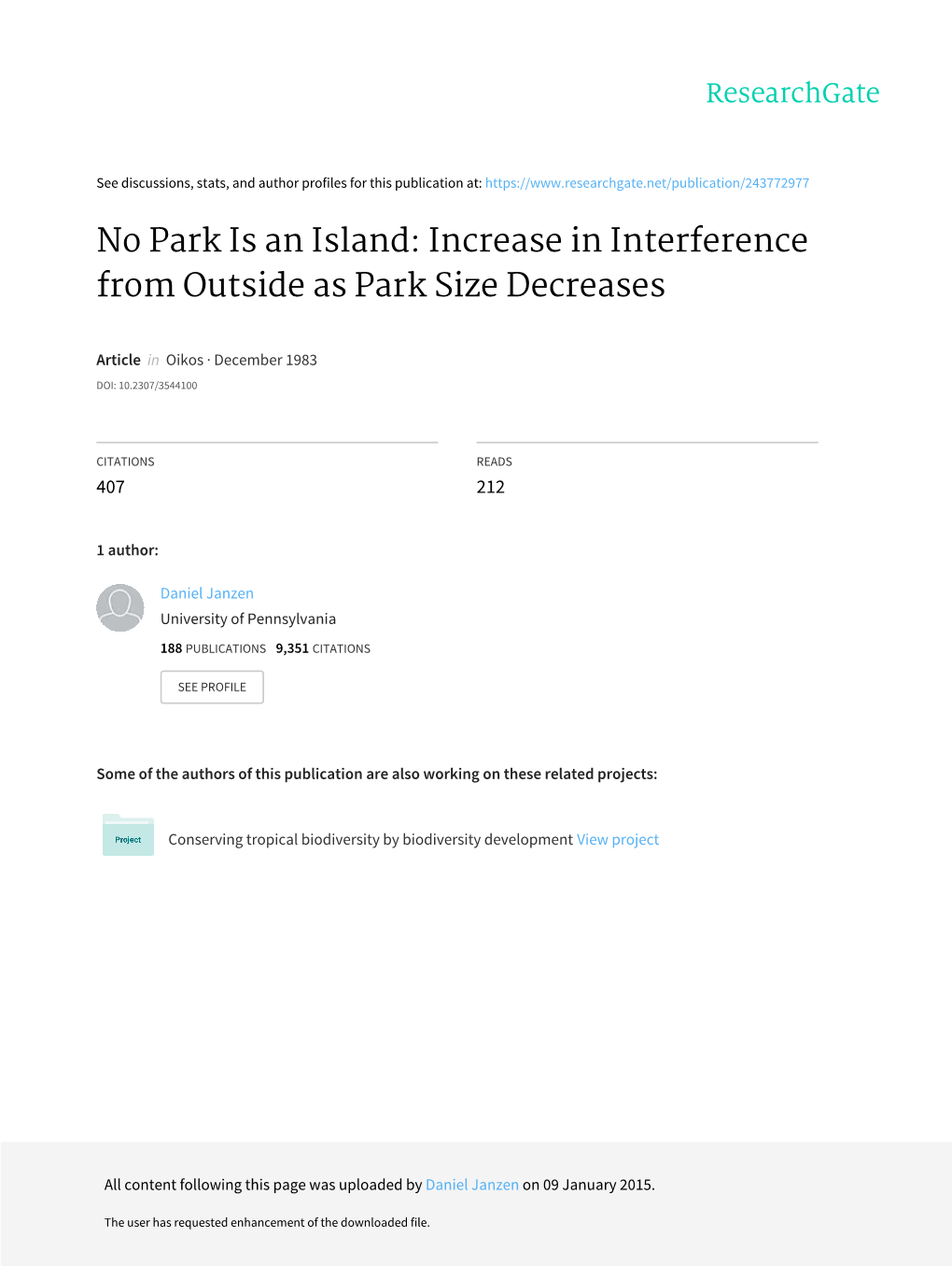 No Park Is an Island: Increase in Interference from Outside As Park Size Decreases