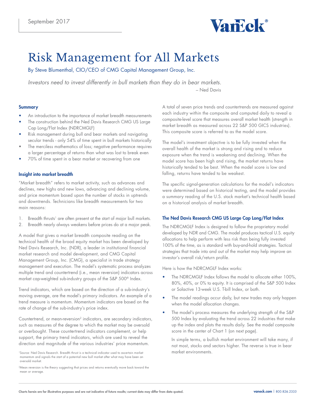 Risk Management for All Markets by Steve Blumenthal, CIO/CEO of CMG Capital Management Group, Inc