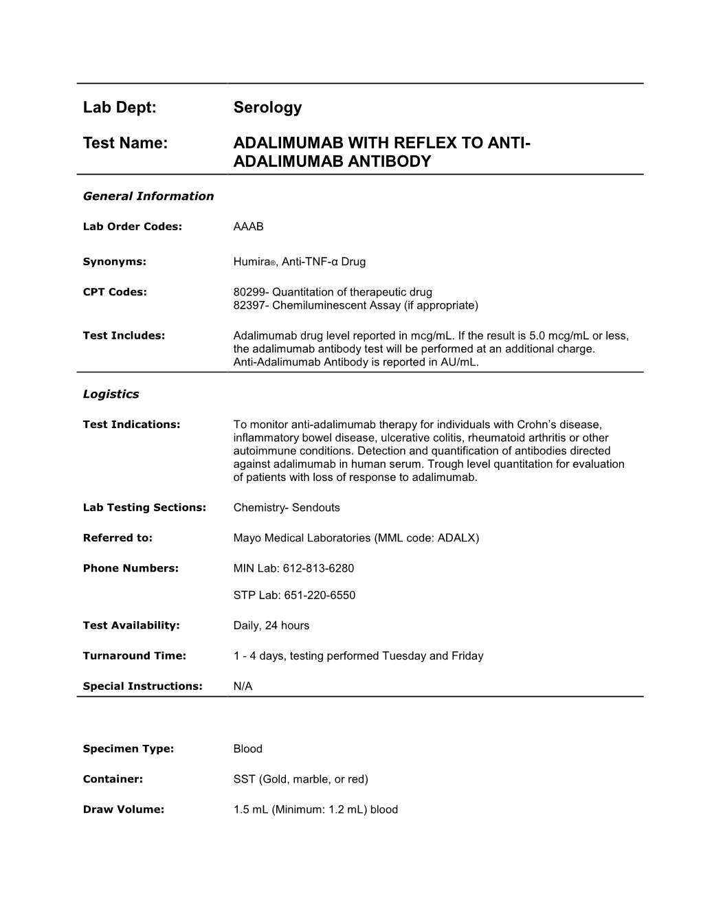 Adalimumab Level with Reflex to Adalimumab Antibody