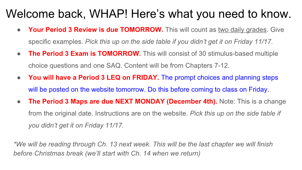 Welcome Back, WHAP! Here's What You Need to Know