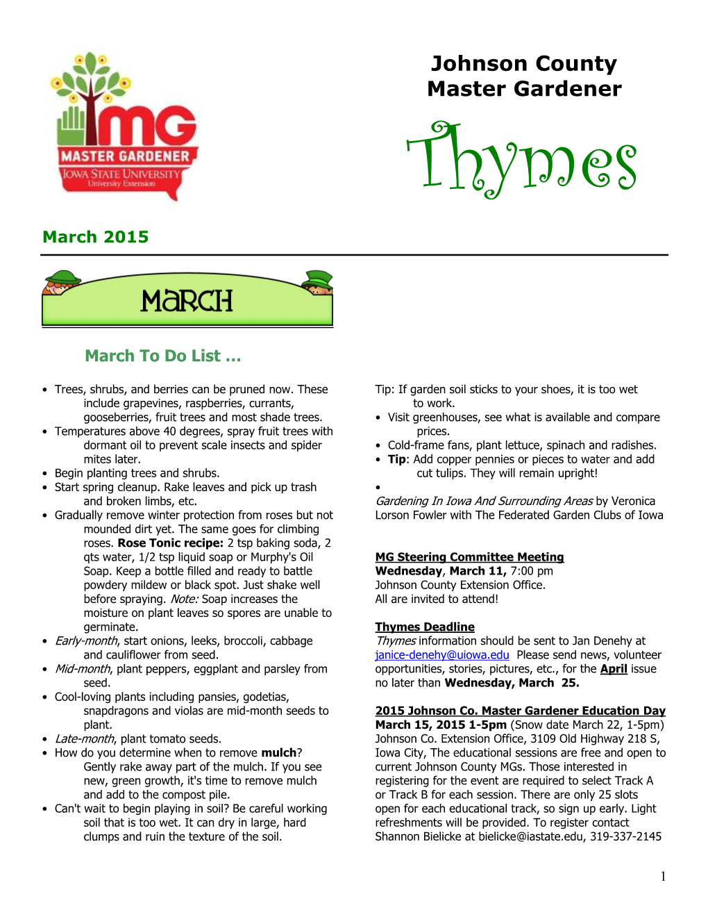 Johnson County Master Gardener Thymes