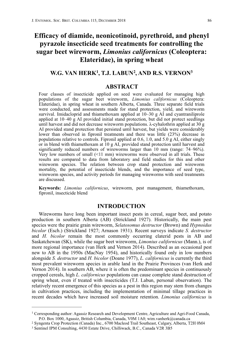 Efficacy of Diamide, Neonicotinoid, Pyrethroid, and Phenyl Pyrazole