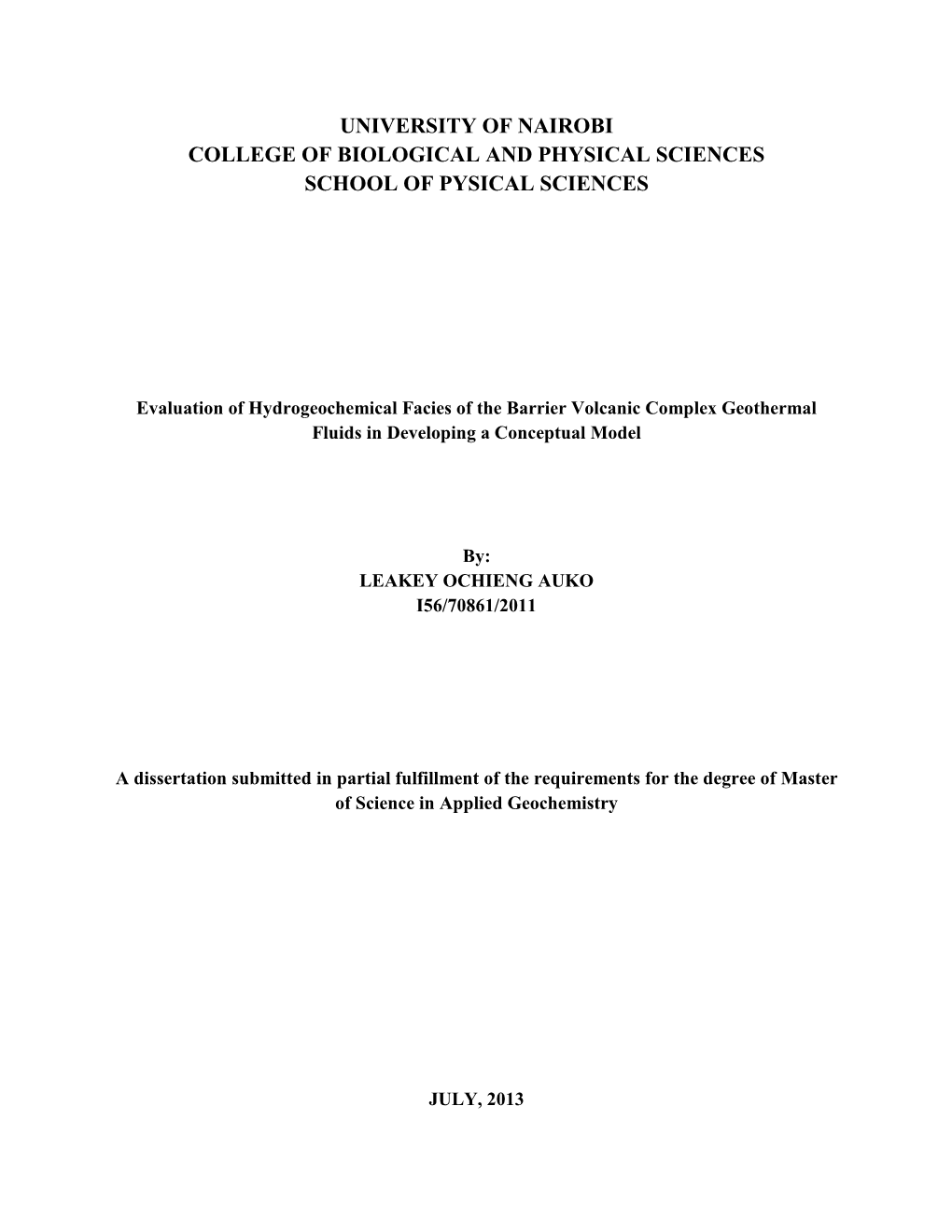 Evaluation of Hydrogeochemical Facies of the Barrier Volcanic Complex Geothermal Fluids in Developing a Conceptual Model