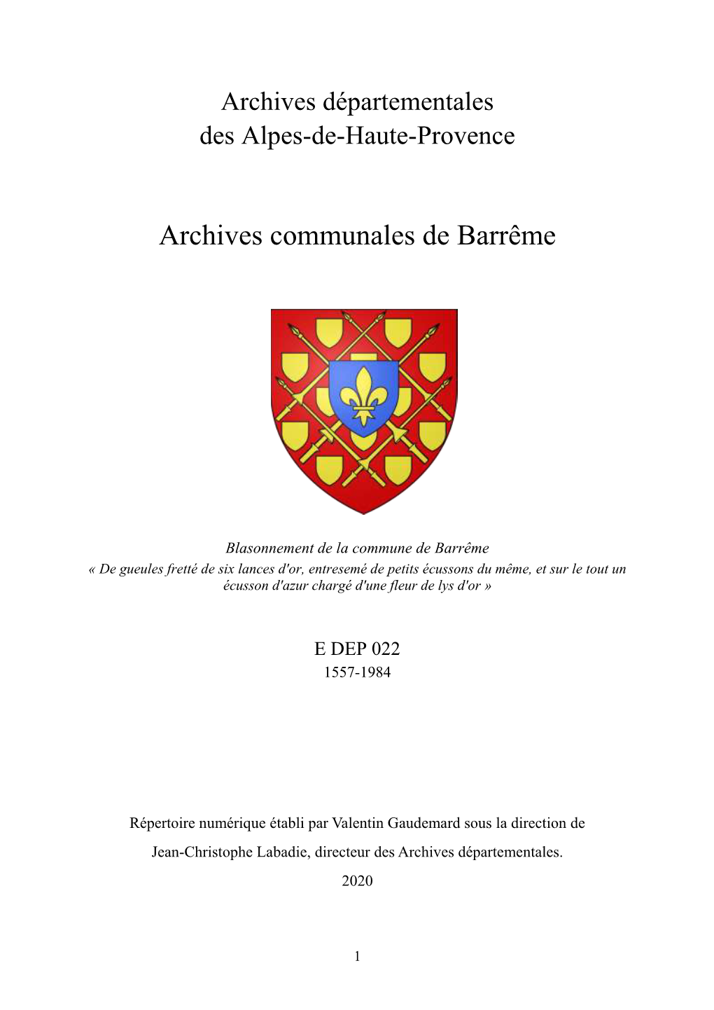 Archives Communales De Barrême