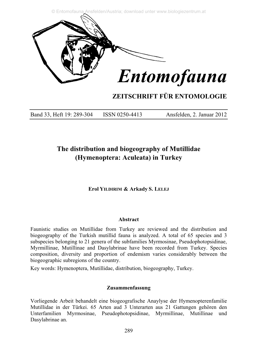 Entomofauna Ansfelden/Austria; Download Unter