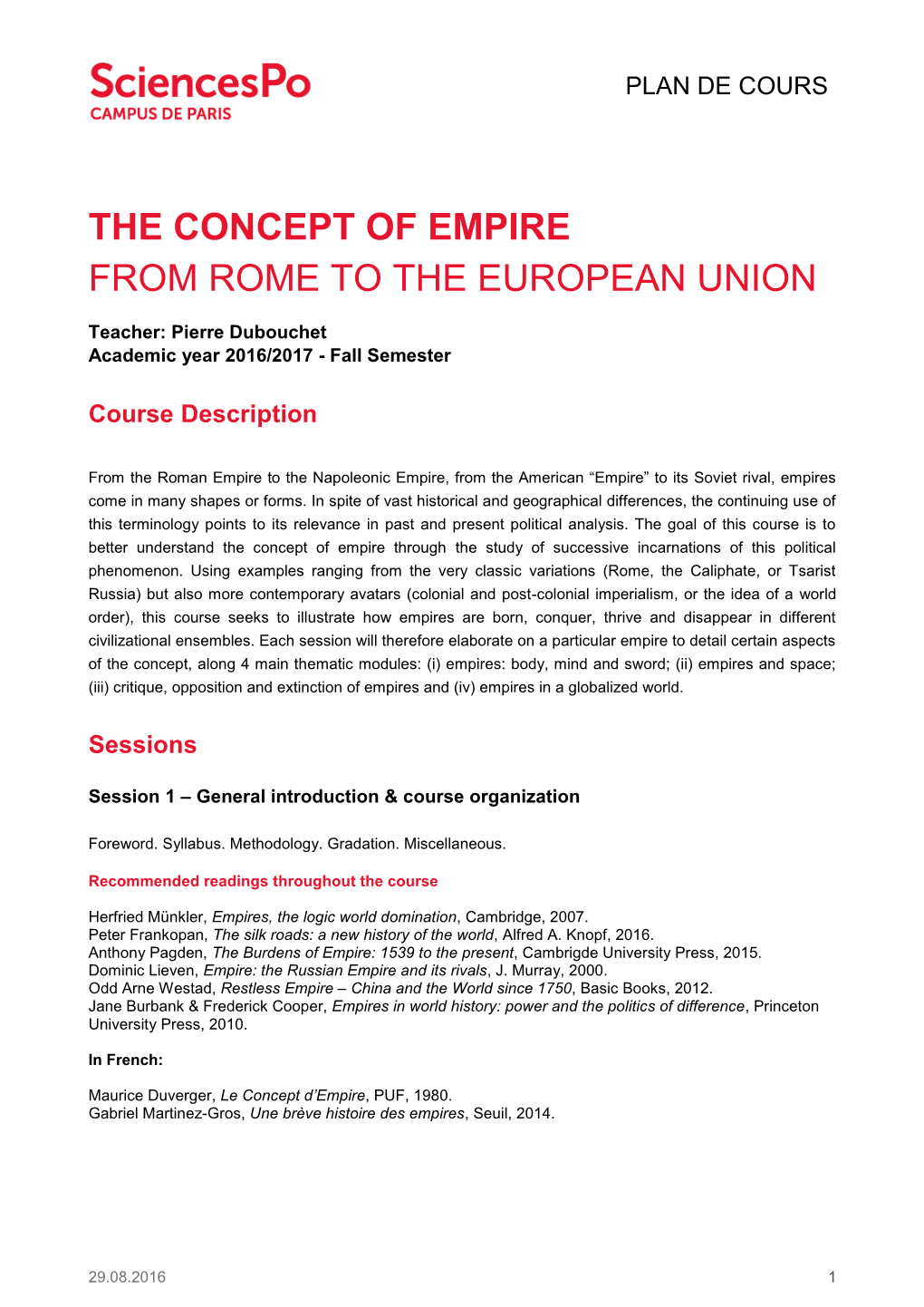 The Concept of Empire from Rome to the European Union