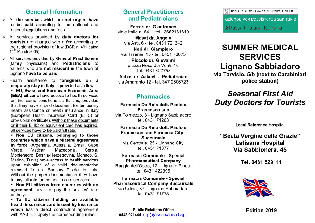 SUMMER MEDICAL SERVICES Lignano Sabbiadoro