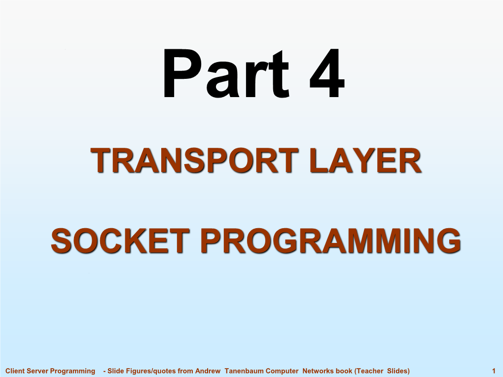 Transport Layer Socket Programming