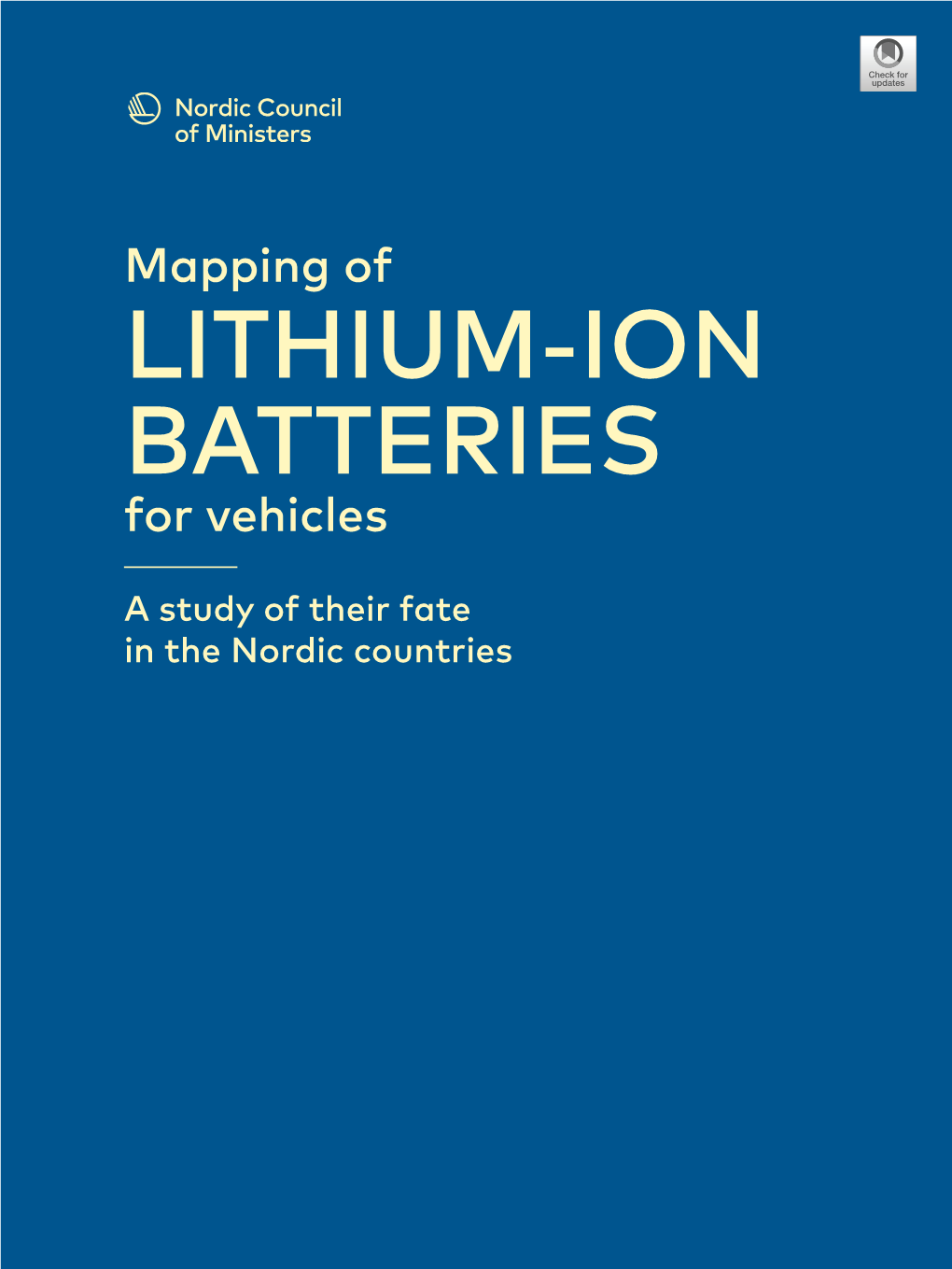 Mapping of LITHIUM-ION BATTERIES for Vehicles