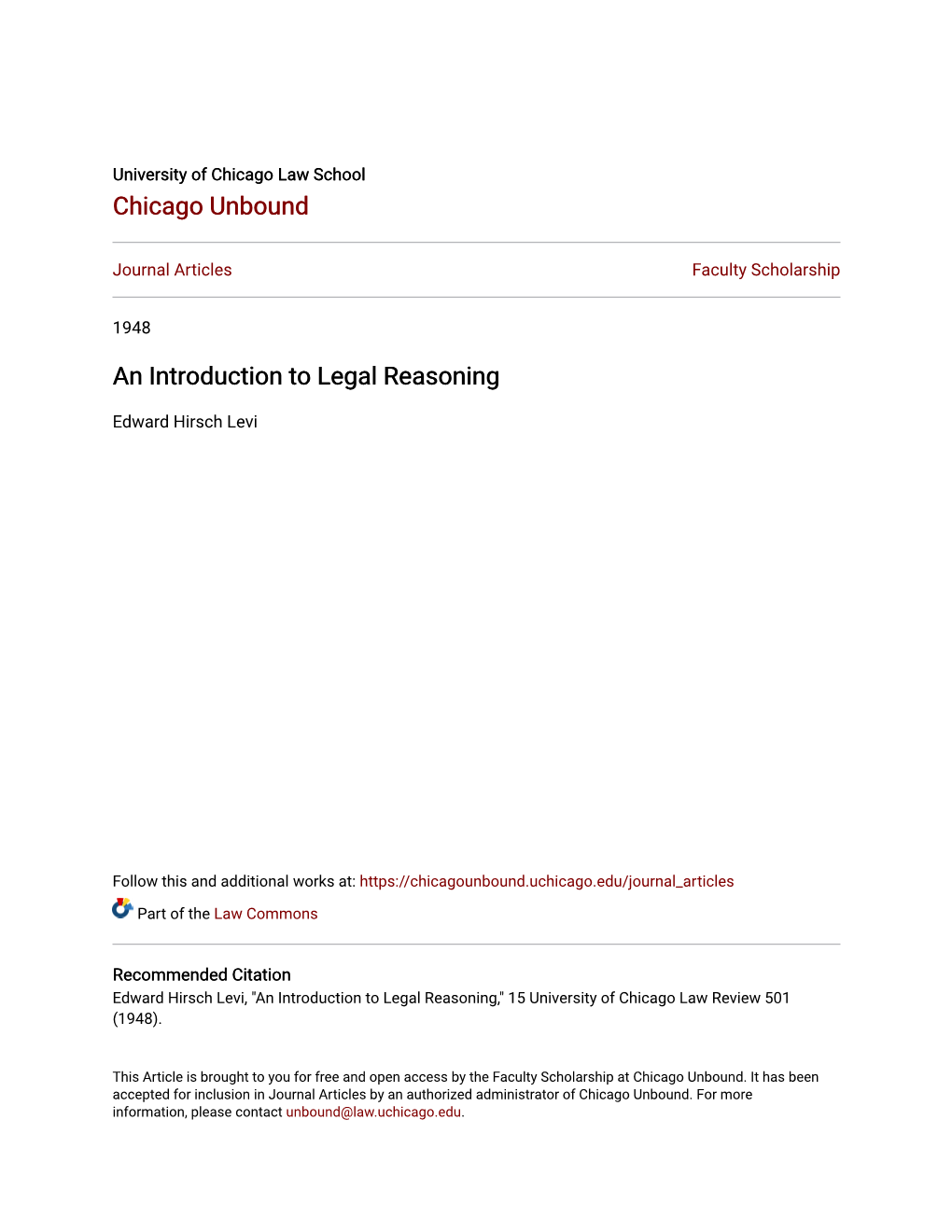 An Introduction to Legal Reasoning