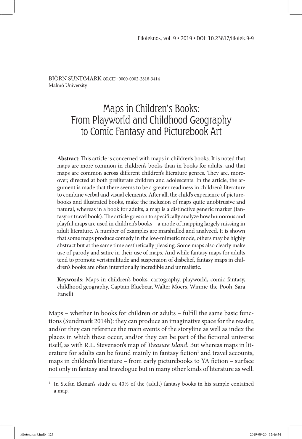 Maps in Children's Books: from Playworld and Childhood