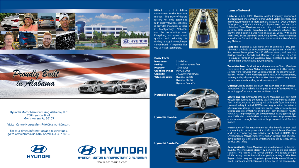 Hyundai Motor Manufacturing Alabama, LLC 700 Hyundai Blvd
