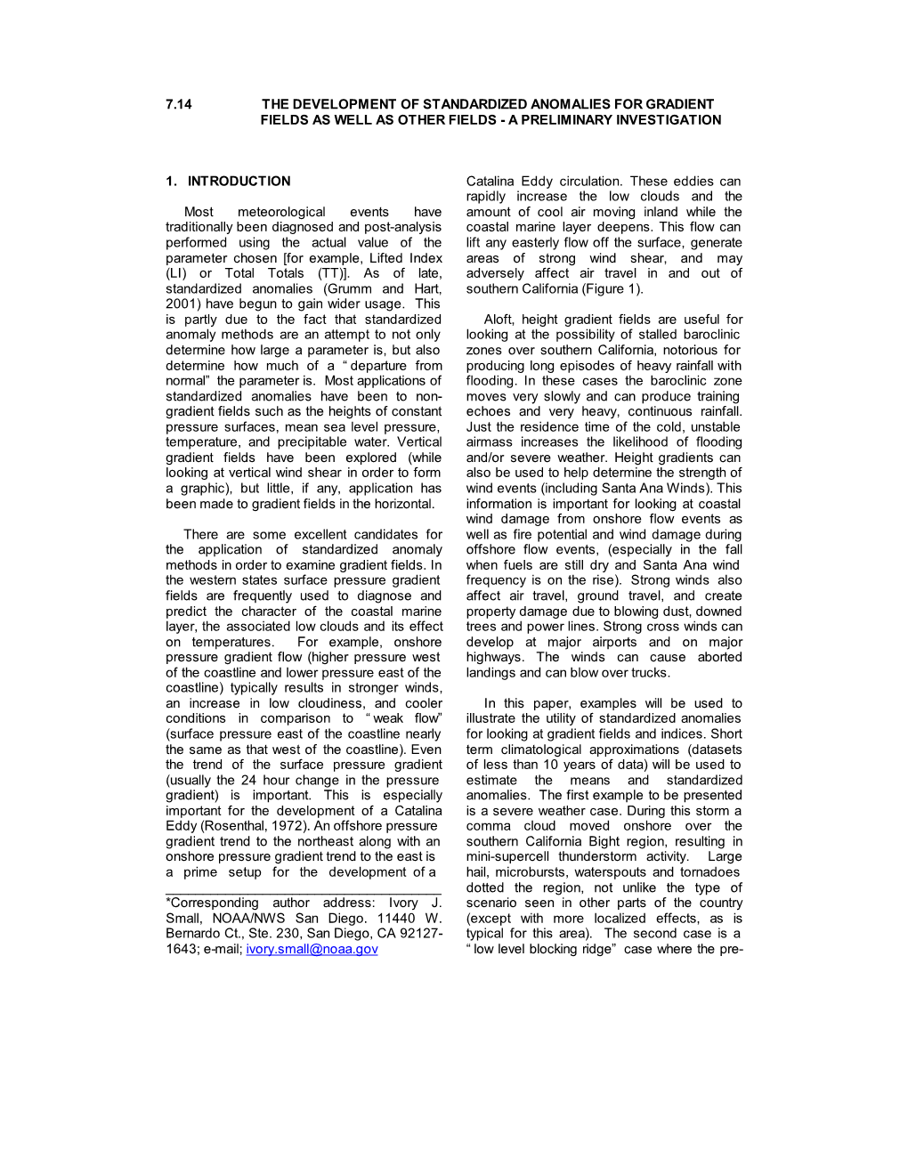 7.14 the Development of Standardized Anomalies for Gradient Fields As Well As Other Fields - a Preliminary Investigation