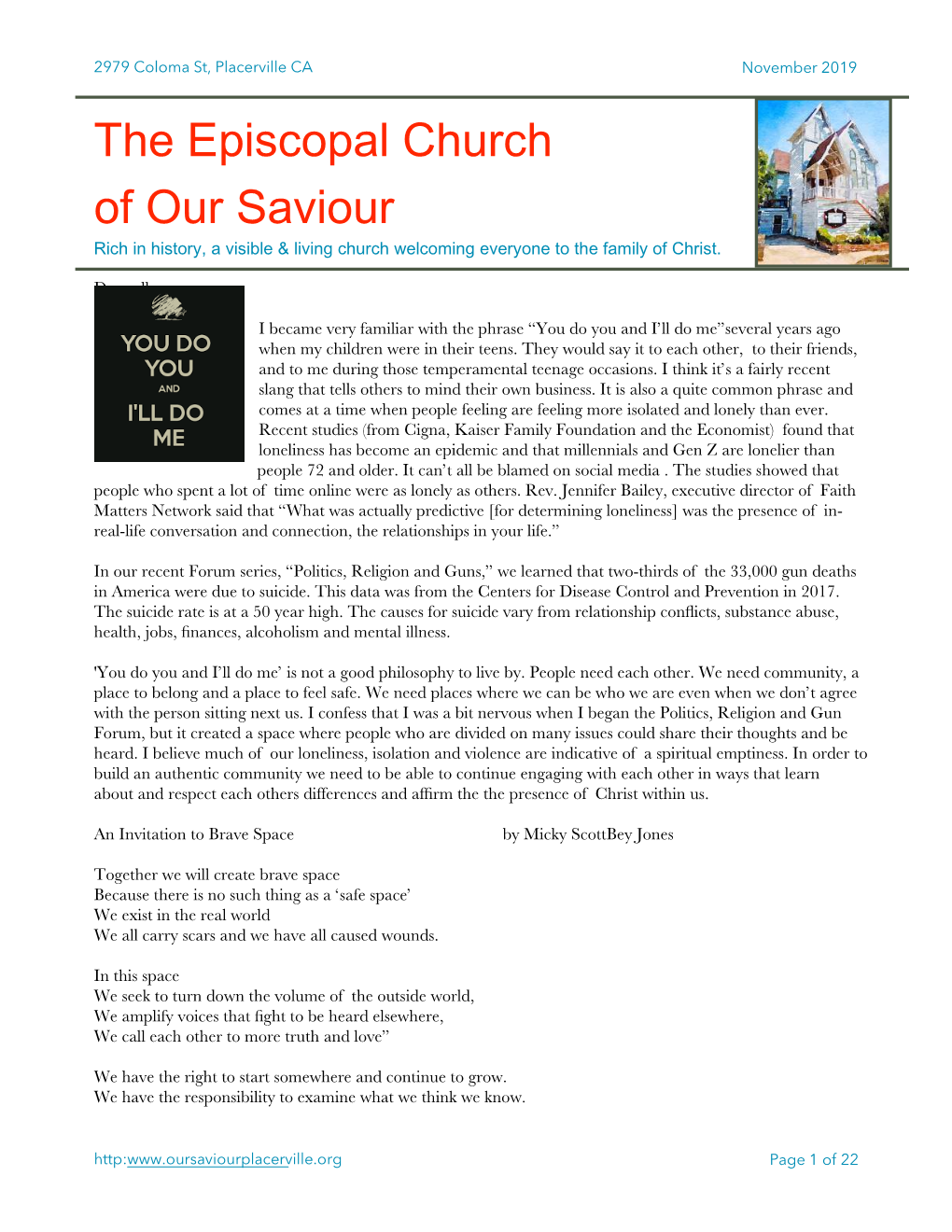The Episcopal Church of Our Saviour Rich in History, a Visible & Living Church Welcoming Everyone to the Family of Christ