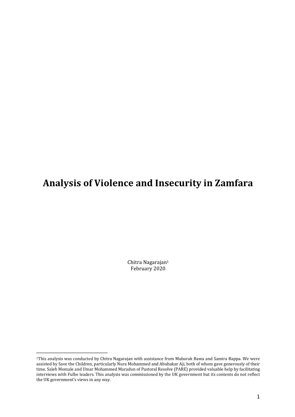 Zamfara Analysis of Violence and Insecurity
