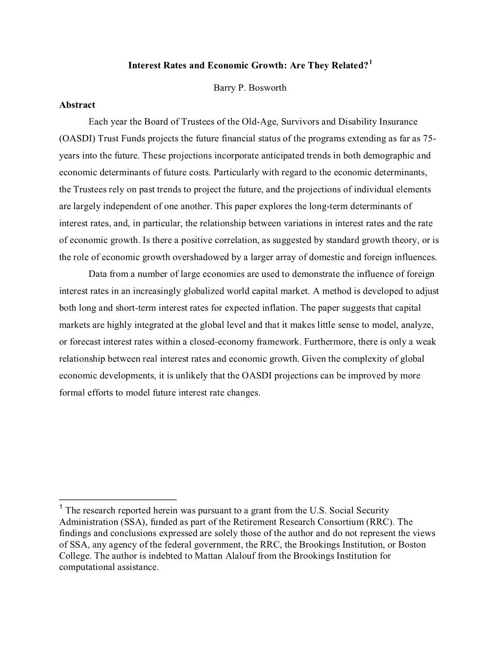 Interest Rates and Economic Growth: Are They Related?1