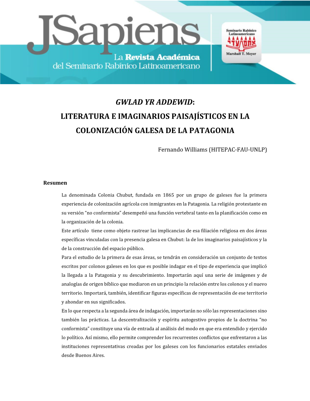 Gwlad Yr Addewid: Literatura E Imaginarios Paisajísticos En La Colonización Galesa De La Patagonia