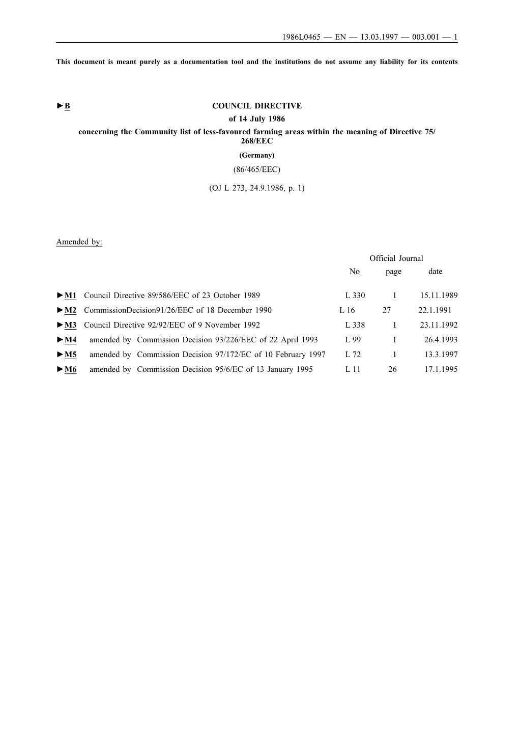 1986L0465 — En — 13.03.1997 — 003.001 — 1