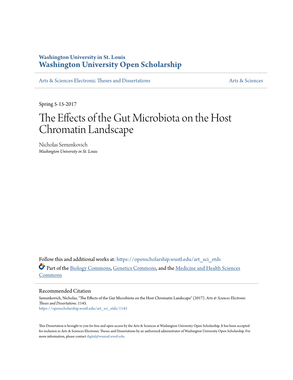 The Effects of the Gut Microbiota on the Host Chromatin Landscape