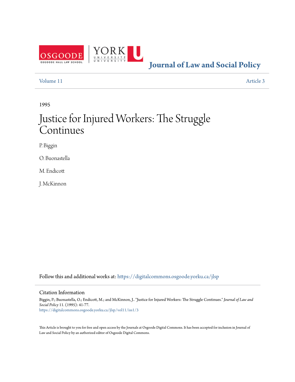 Justice for Injured Workers: the Struggle Continues