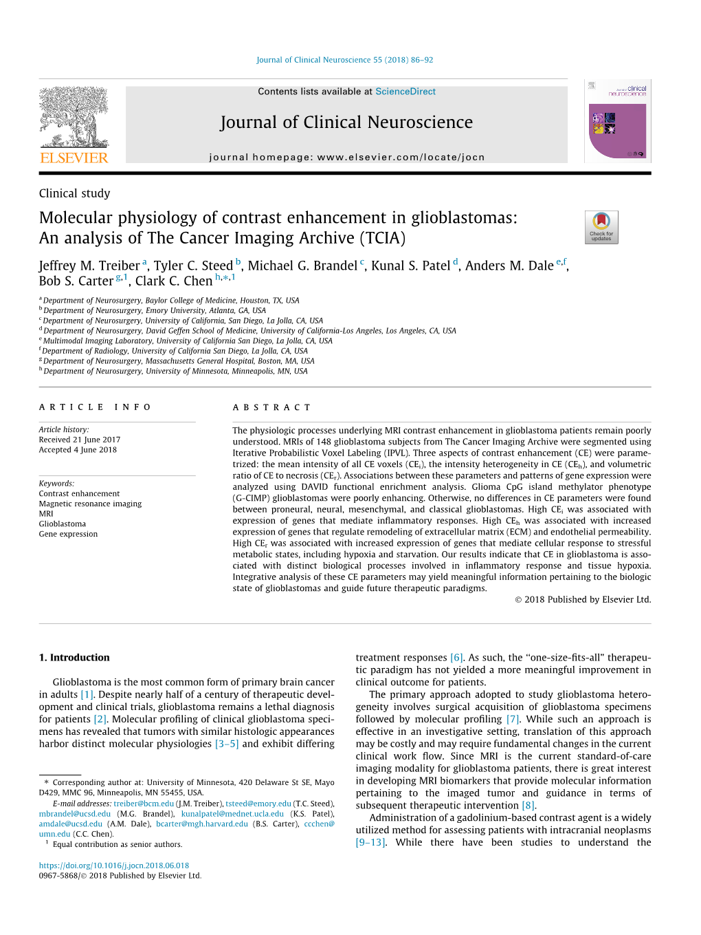 Molecular Physiology of Contrast Enhancement in Glioblastomas: an Analysis of the Cancer Imaging Archive (TCIA)