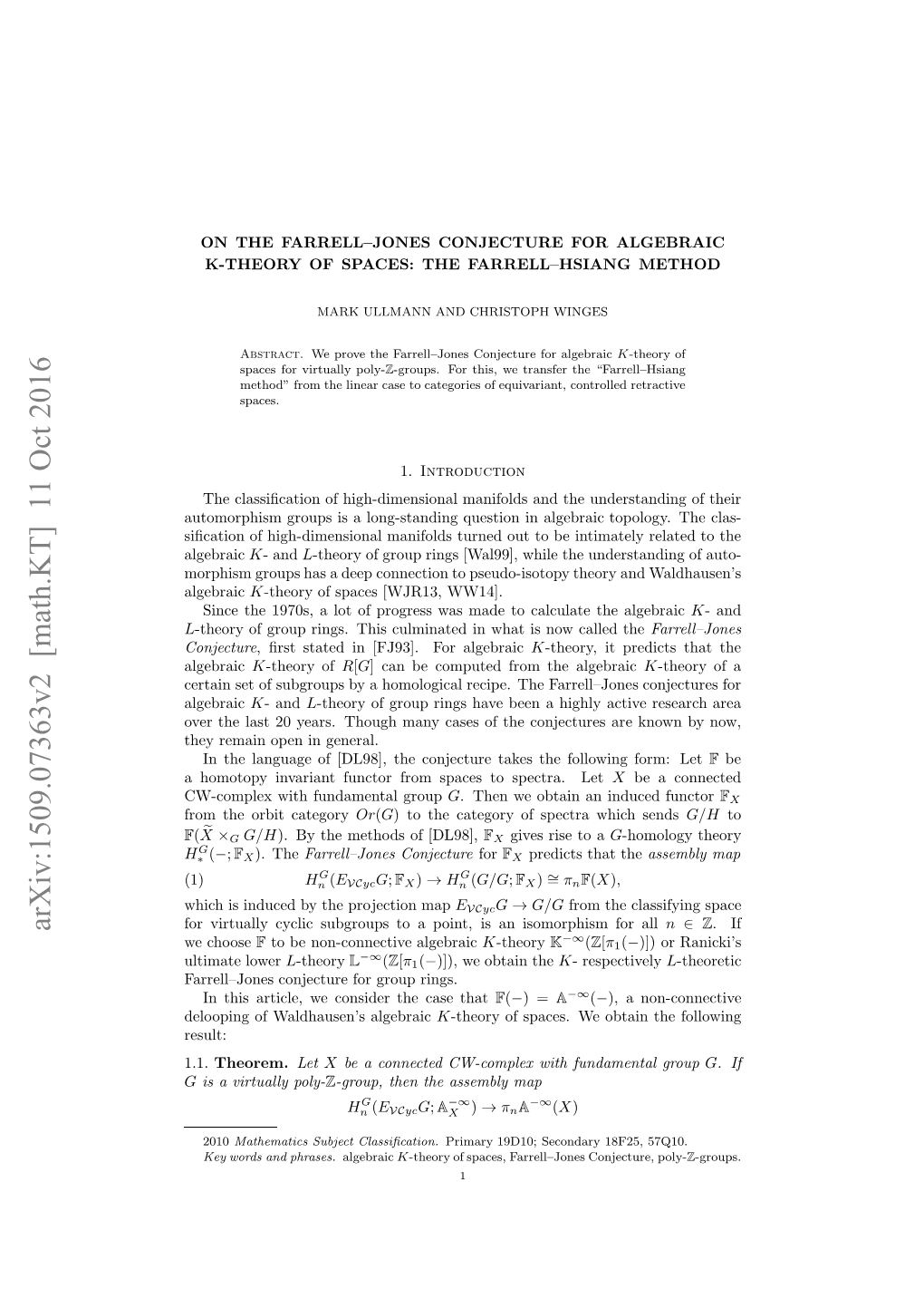 Arxiv:1509.07363V2 [Math.KT] 11 Oct 2016 Oooyivratfntrfo Pcst Pcr.Let Spectra